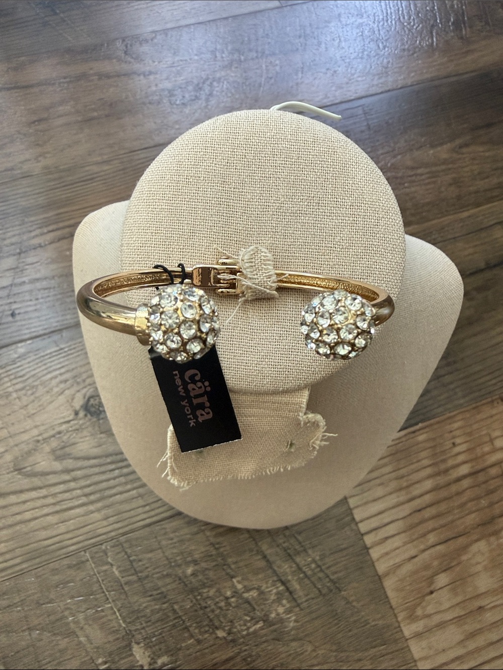 Trina New York Gold Crystal Ball Open Cuff Bracelet
